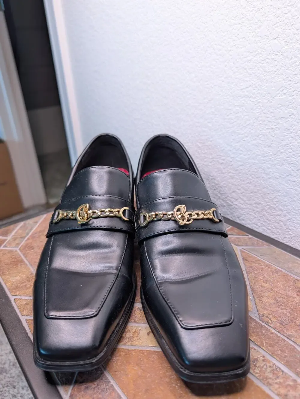 Christian Louboutin MJ Moc Men's 41 US 8 Black Leather Gold Chain Loafers $1195